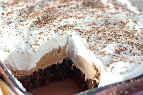 Delicious French Silk Brownies topped with creamy chocolate frosting.