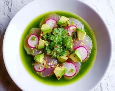 Delicious homemade Aguachile with fresh ingredients and vibrant flavors