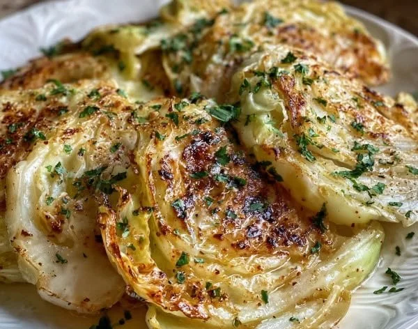 Delicious Garlic Butter Cabbage Steaks cooked to perfection.