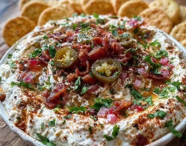 Delicious Hissy Fit Dip served in a bowl with chips on the side
