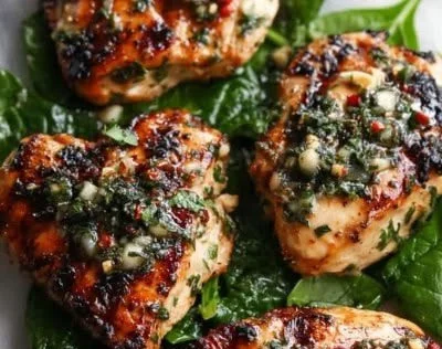 Low-carb chicken breast with feta and spinach dish on a plate