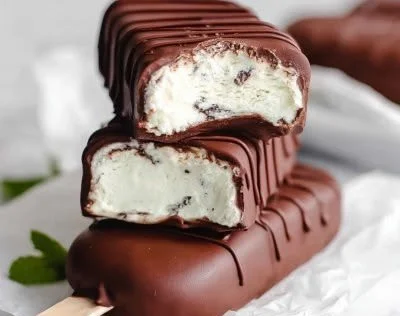Mint Coconut Ice Cream Bars with a light green mint hue and tropical coconut flavor