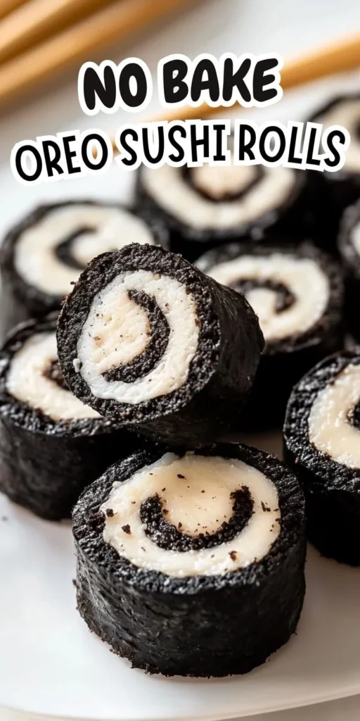 Delicious Oreo Sushi Rolls with chocolate and cream filling