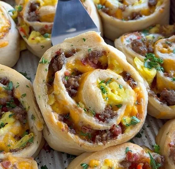 Homemade savory breakfast rolls fresh out of the oven