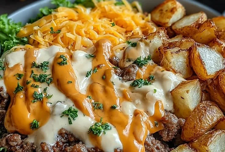 Delicious Smash Burger Bowl with fresh ingredients and savory flavors