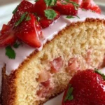 Delicious strawberry milkshake pound cake with fresh strawberries