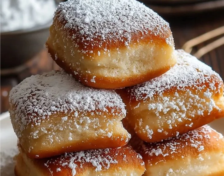 Delicious Vanilla French Beignets dusted with powdered sugar