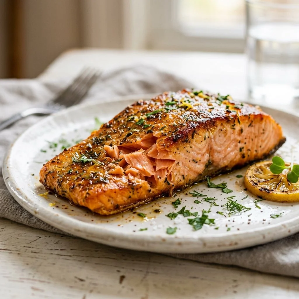 Healthy air fryer salmon recipe cooked to perfection