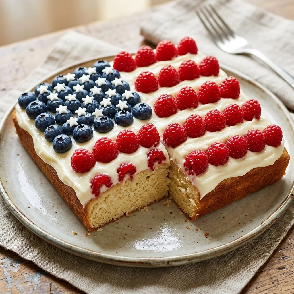 Delicious American Flag Cake decorated for festive celebrations