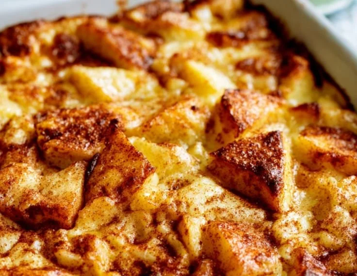 Apple Cinnamon Cottage Cheese Bake fresh out of the oven