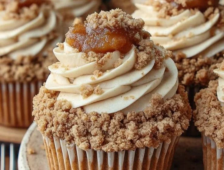 Delicious apple crumble cake topped with a golden crumble crust.