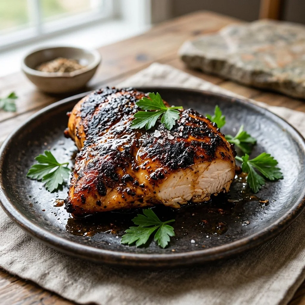 Delicious blackened chicken breast seasoned with spices and grilled to perfection
