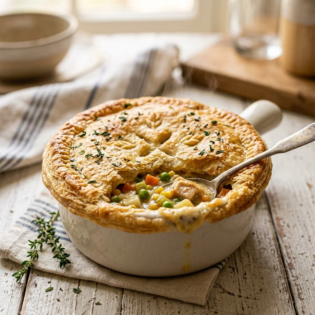 Delicious homemade chicken pot pie with flaky crust and hearty filling