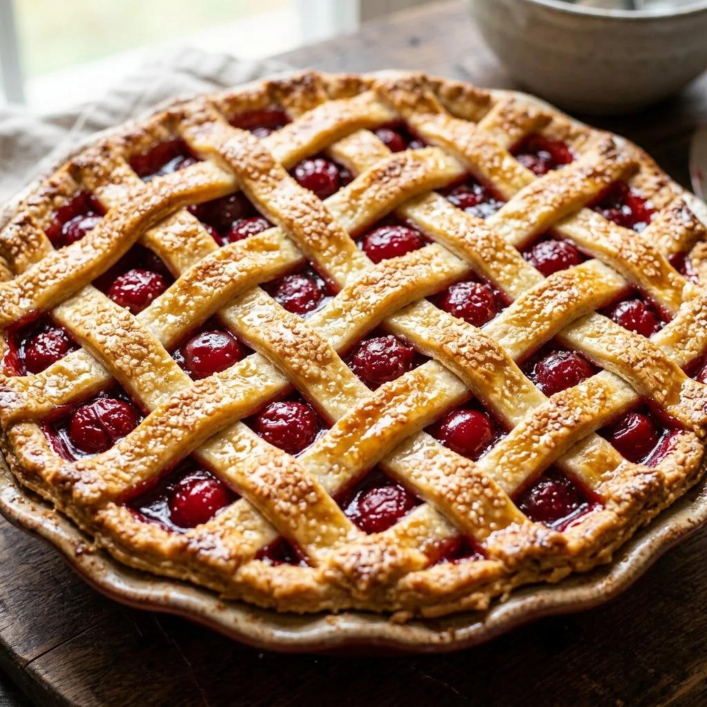 Classic Cherry Pie with a flaky crust and fresh cherry filling