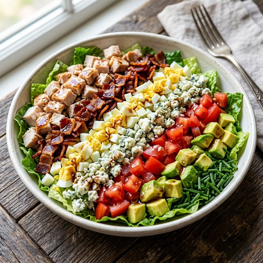 Delicious Classic Cobb Salad with fresh ingredients and vibrant colors