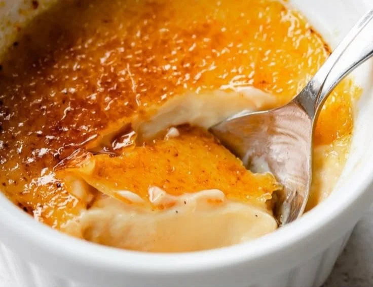 Delicious classic creme brulee with a crispy caramelized sugar topping