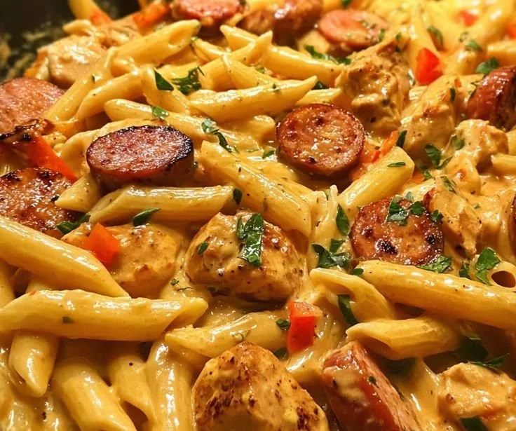 Creamy Cajun sausage and chicken pasta skillet for a flavorful comfort meal