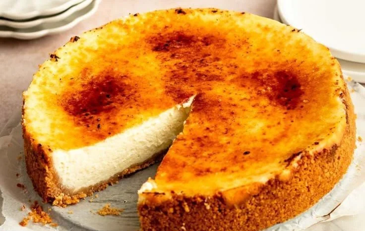 Delicious Creme Brulee Cheesecake topped with caramelized sugar crust