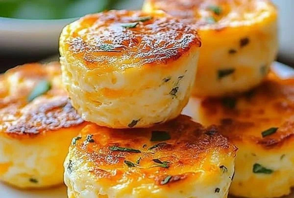Delicious egg bites with cottage cheese served on a white plate