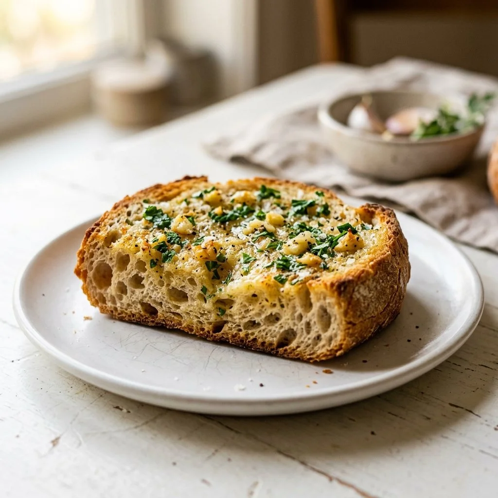 Delicious homemade garlic bread recipe with fresh herbs