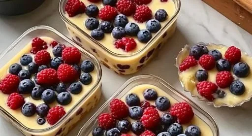 High-protein pancake bowls ready for meal prep with fresh toppings