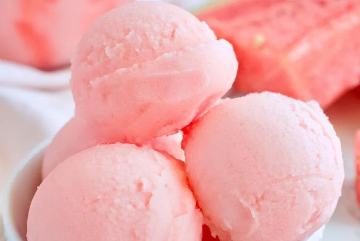 Delicious watermelon sorbet made with the Ingredient Ninja Creami.