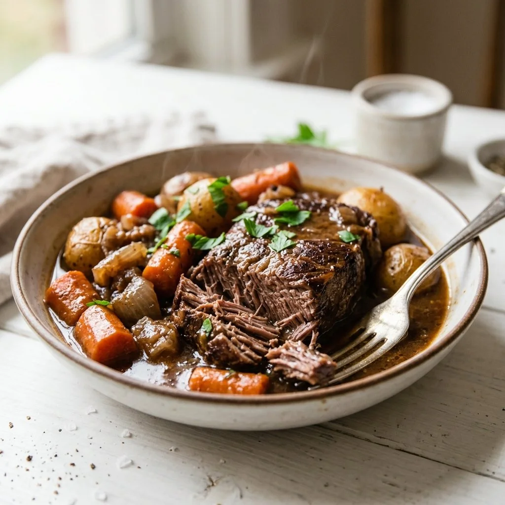 Delicious pot roast recipe featuring tender meat and flavorful vegetables.