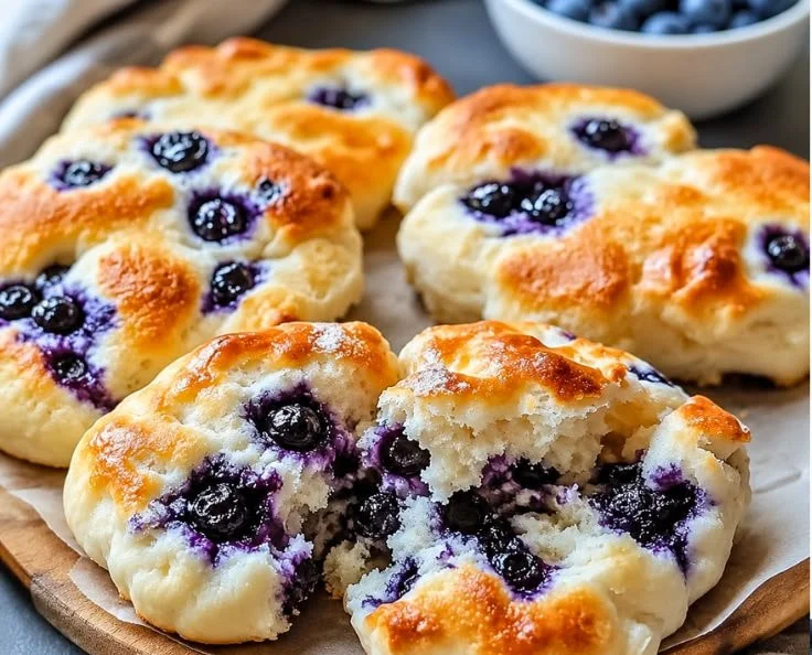 Protein-packed blueberry cloud bread on a plate