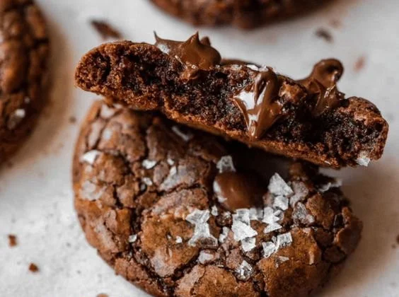 Delicious salted brownie cookies fresh out of the oven
