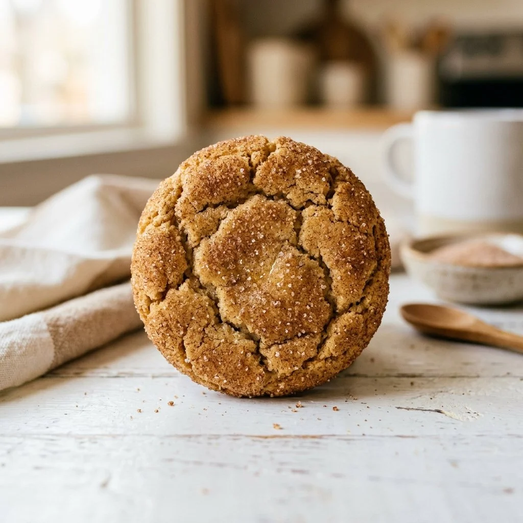 Delicious freshly baked snickerdoodle cookies with cinnamon and sugar.
