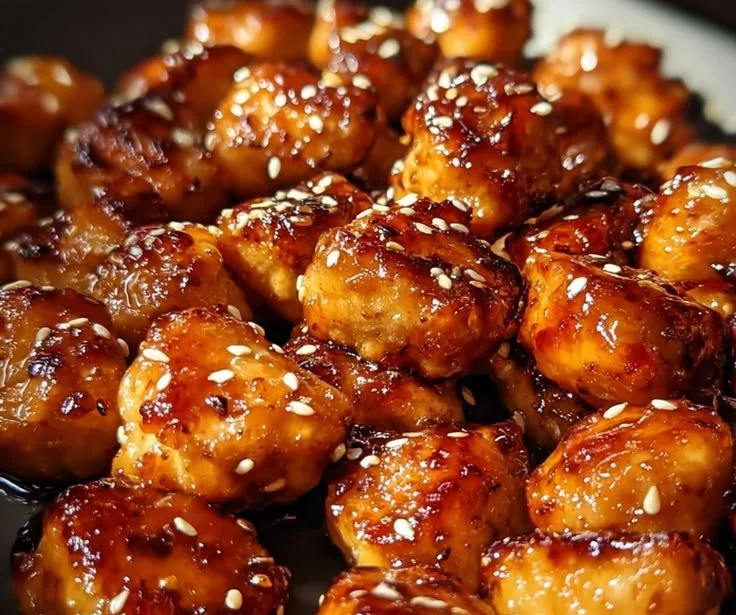 Delicious honey garlic chicken bites served as a comfort food dish
