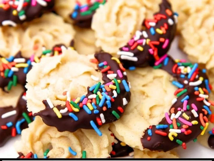Delicious vegan butter cookies arranged on a plate