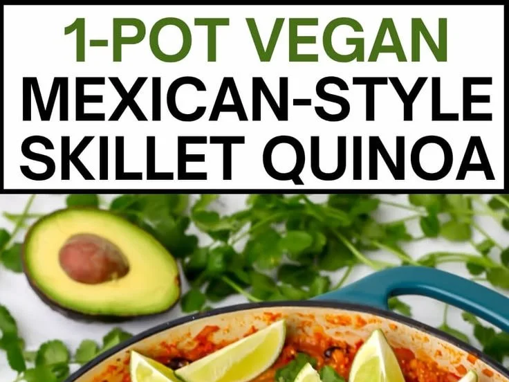Vegan Mexican Quinoa Skillet loaded with vegetables and spices