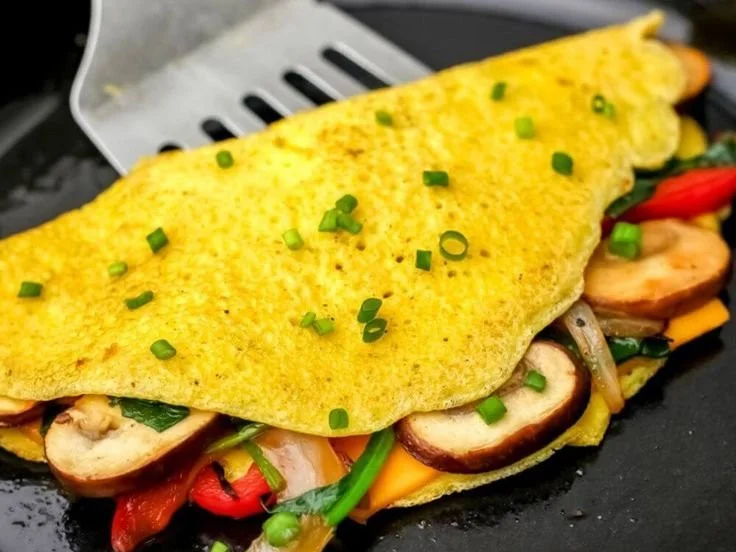 Delicious vegan omelette made with Just Egg, perfect for a healthy breakfast.
