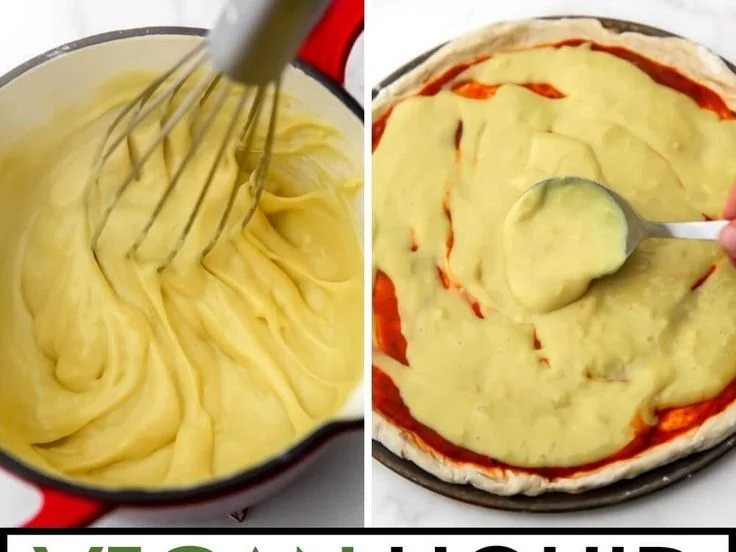 Delicious vegan pizza cheese melting on a plant-based pizza slice