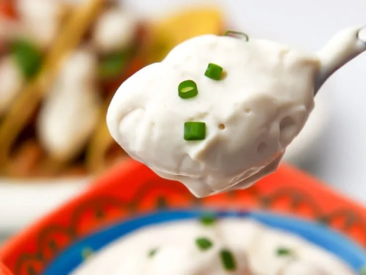 Vegan tofu sour cream made from blended tofu, perfect for healthy dishes