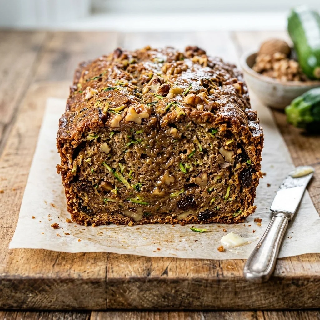 Delicious homemade zucchini bread with nuts and spices