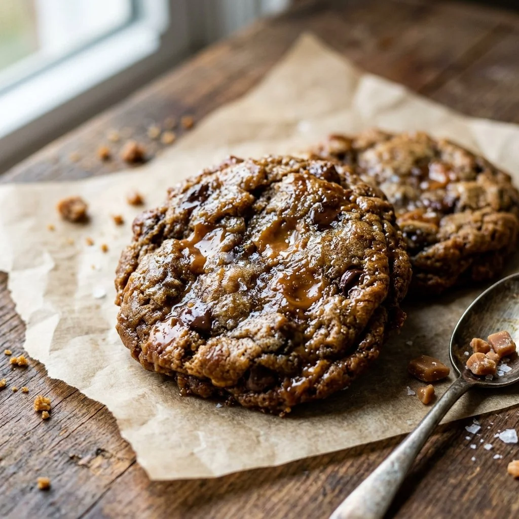 Delicious brown butter toffee cookies baked to perfection