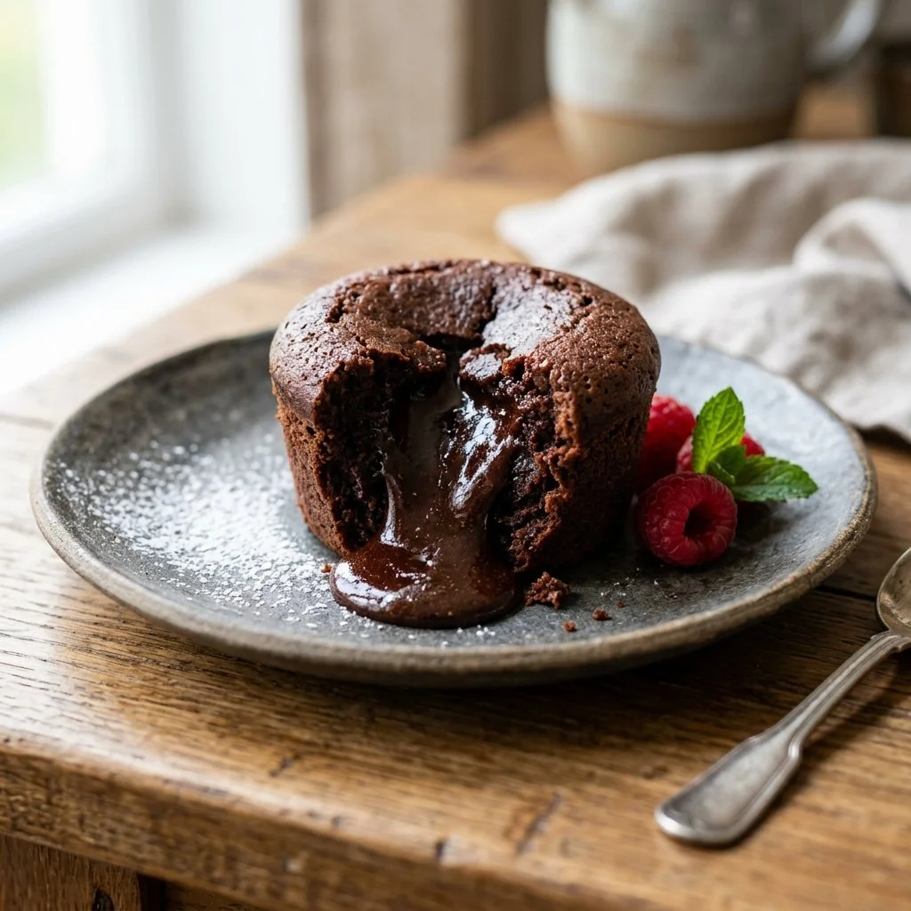 Delicious Chocolate Lava Cake with molten chocolate center