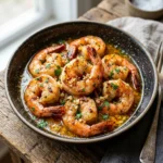 Delicious Garlic Butter Shrimp served on a plate garnished with parsley