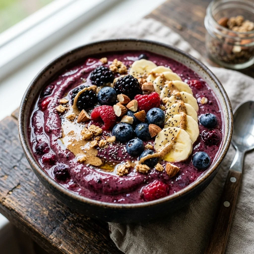High protein breakfast smoothie with fruits and protein powder
