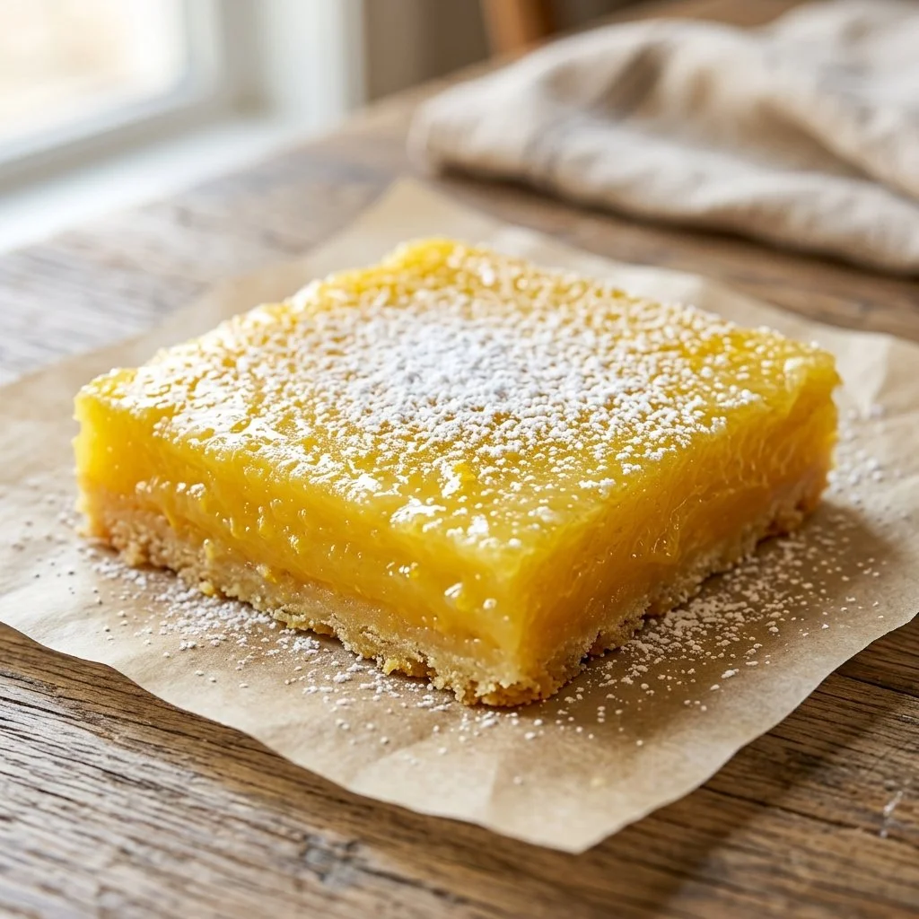 Delicious homemade lemon bars with a creamy lemon filling and shortbread crust.