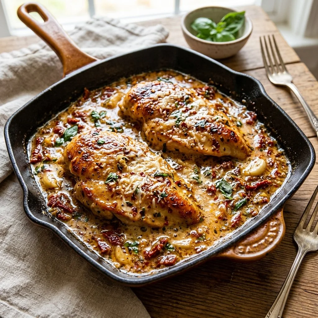 Delicious Marry Me Chicken served on a plate with fresh herbs.