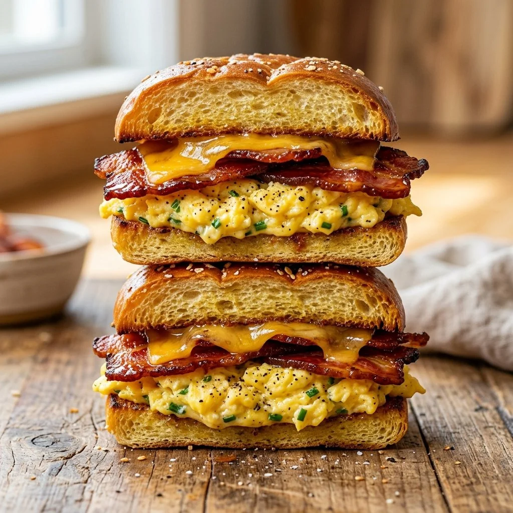 Delicious meal prep breakfast sandwiches ready for quick serving
