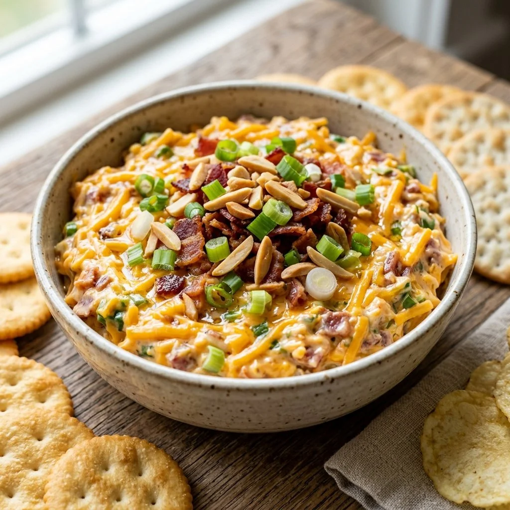 Delicious Million Dollar Dip served in a bowl with tortilla chips