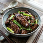 Delicious Mongolian beef stir-fry with green onions and a savory sauce