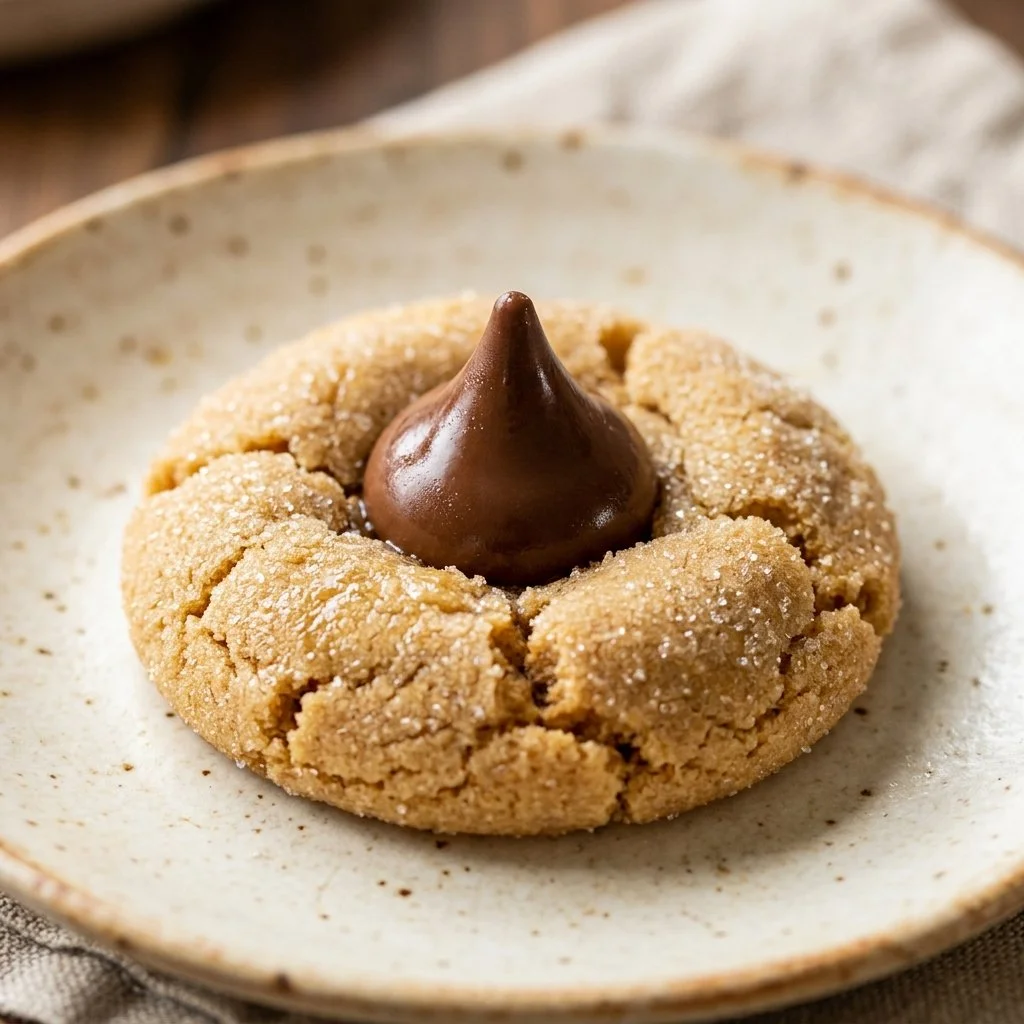 Delicious Peanut Butter Blossoms cookies with chocolate kisses on top