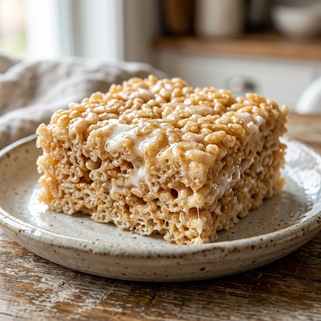 Delicious homemade Rice Krispie Treats on a plate