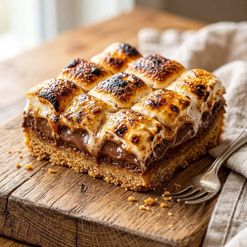 Delicious homemade S'mores Bars with chocolate and marshmallows