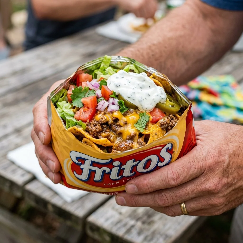 Delicious walking tacos served in snack bags for easy eating